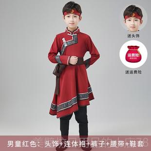 高档蒙古男童儿蒙古演出服马甲服蒙童族古袍蒙族元素蒙古族舞蹈服