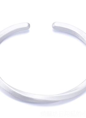 高档纯银手镯子女999男莫比乌斯古法白开银手人环情侣口刻字情节