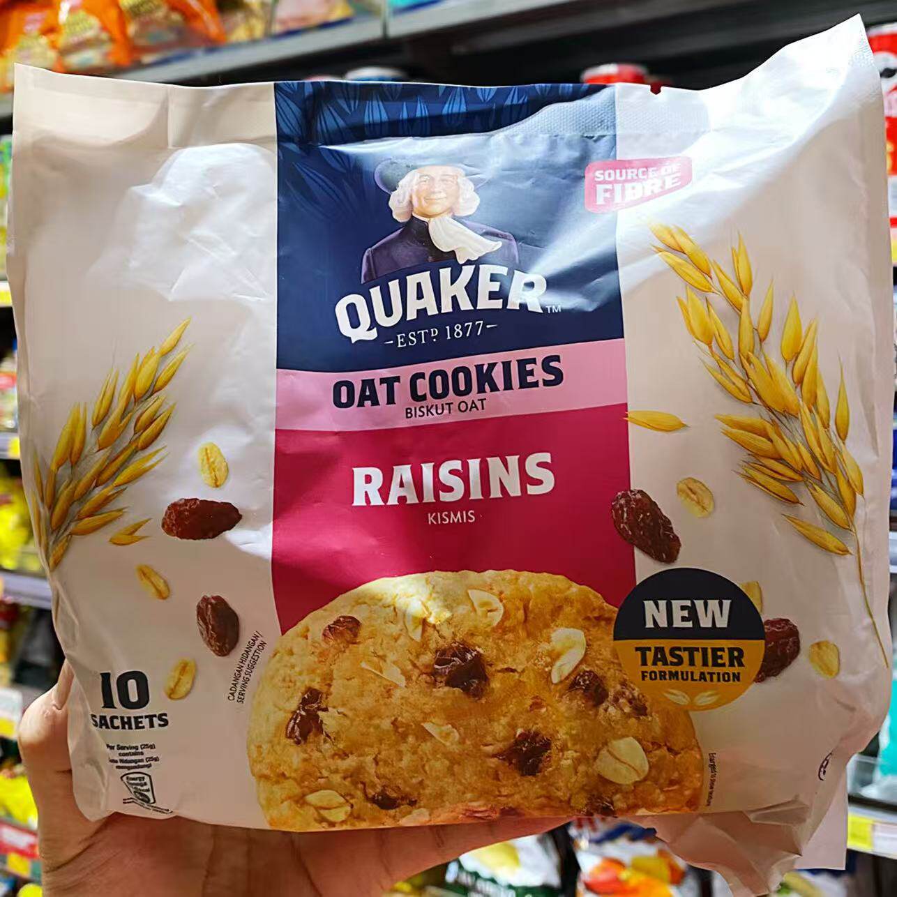 马来西亚进口桂格QUAKER葡萄干燕麦曲奇饼干营养代餐休闲饼干早餐