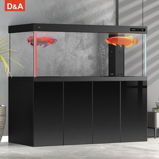 德克龙鱼用鱼缸金晶超白玻璃客厅落地靠墙造景家用大型底滤水族箱