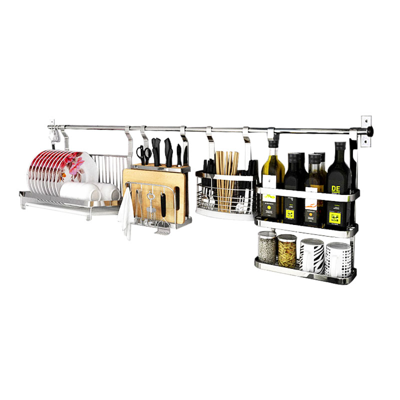 免打孔304不锈钢可折叠沥水碗架锅盖架墙壁挂式刀板架调料架筷筒
