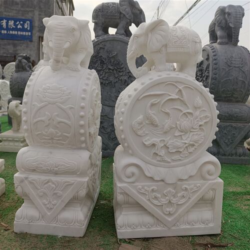 仿古石雕门墩精雕抱鼓石墩一对青石石鼓貔貅狮子麒麟庭院摆件大象