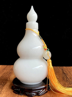 天然白玉空心葫芦摆件开业乔迁招财吉祥礼品客厅玄关装饰中式