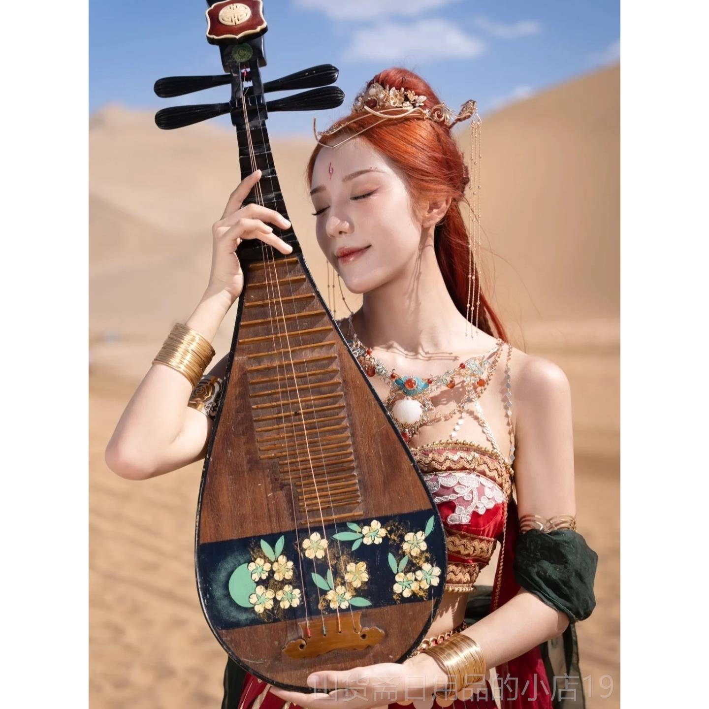高档彩绘乐器琵琶意仿创设古中景式家居壁饰装饰品挂件背墙玄关摆