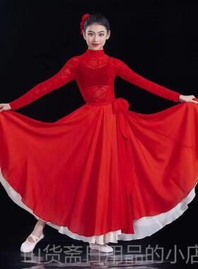 高档金摆步悬挂同款舞红晨色大裙儿童飘裙古典现代舞逸万江表演服