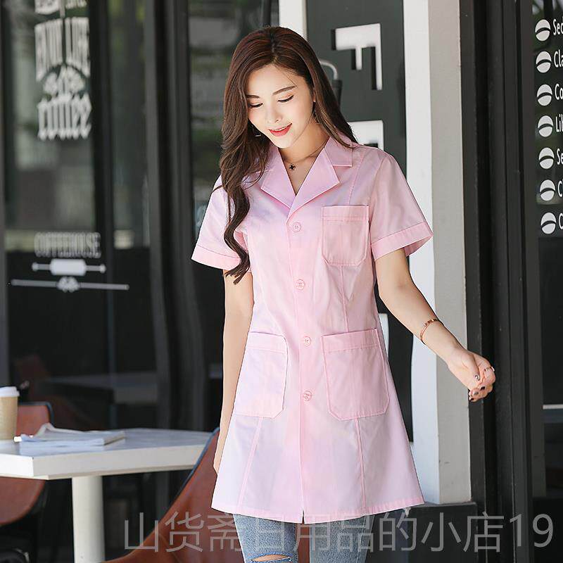 高档韩版修身白大长袖女生服袖催乳师褂医月短嫂美容师皮肤管理工