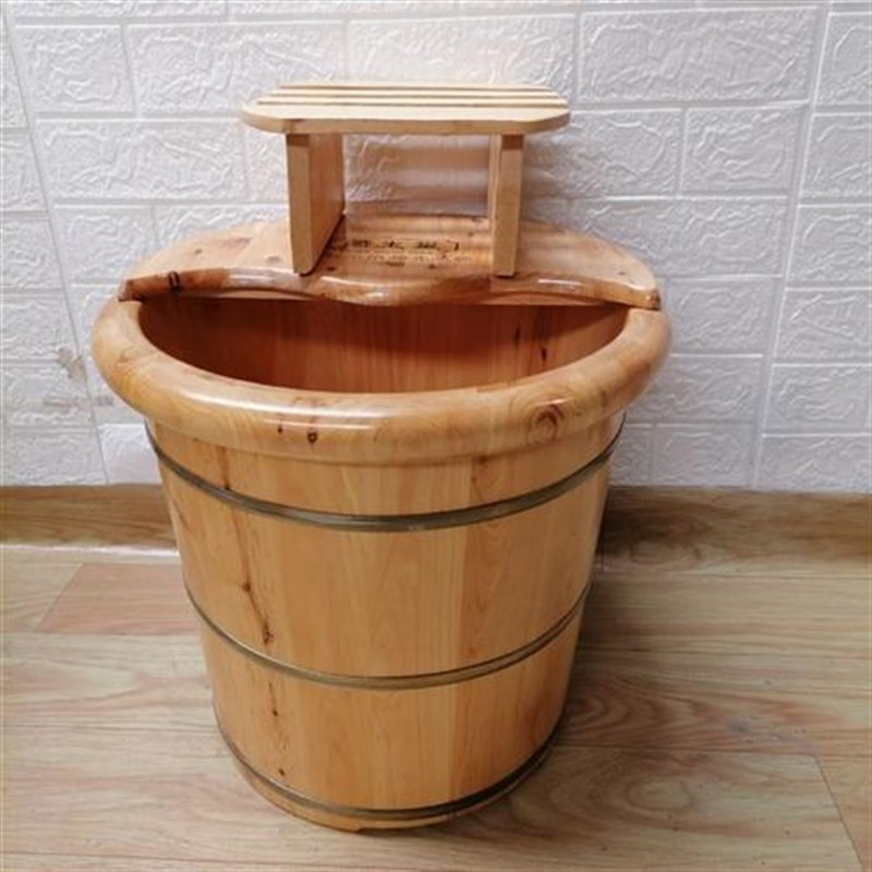 30木桶泡脚家用泡脚盆足疗桶洗脚盆可足部盆泡脚桶木桶带轮小腿