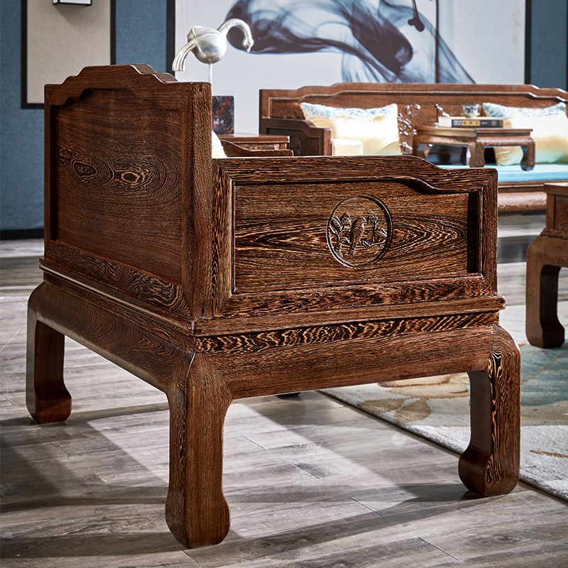 王木匠鸡翅木罗汉床沙发实木中式明清古典客厅三人位红木家具