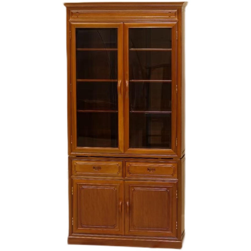 红木书柜菠萝格原木全实木两门三门四门金花梨木展示柜仿古陈列柜