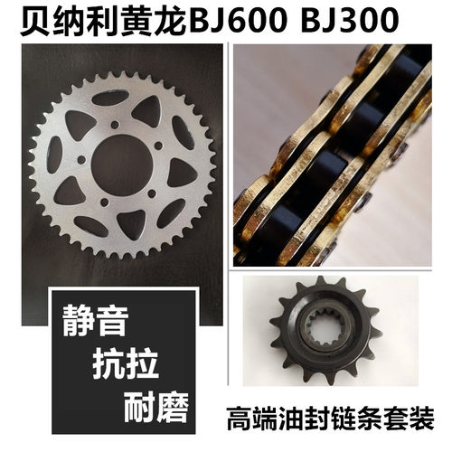 适用贝纳利黄龙BJ600 BJ300 幼狮500金鹏502牙盘链盘链轮油封链条