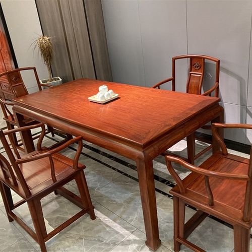红木茶桌缅甸花梨木茶台大果紫檀家具客厅全套桌椅组合缅花休闲桌