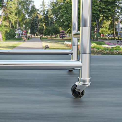 不锈钢落地三杆晾晒衣架加粗室内家用可推拉伸缩挂衣架阳台可折叠