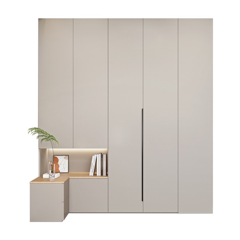 卧室衣柜带床头柜一体转角l型衣帽间一门到顶实木大衣橱全屋定制