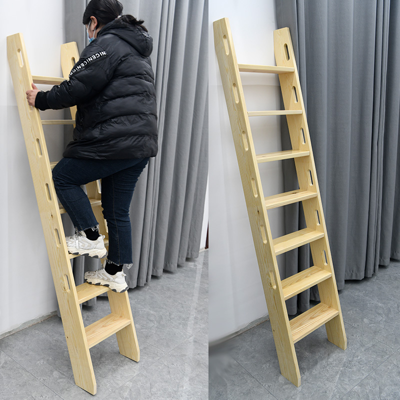 家用简易上下铺木梯子带孔扶手实木楼梯阁楼登高楼梯加厚踏步直梯