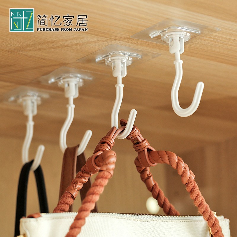 韩国dehub强力挂钩可旋转门后无痕粘钩壁挂厨具用品免钉衣帽钩2个