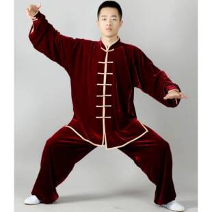 正品服宏极春秋冬新加厚练功款武女男服装练特价练拳武术金丝绒太