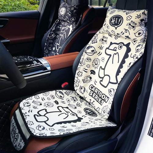 汽车坐垫棉麻四季通用座椅垫护腰腰靠夏季透气座套三件套头枕座垫