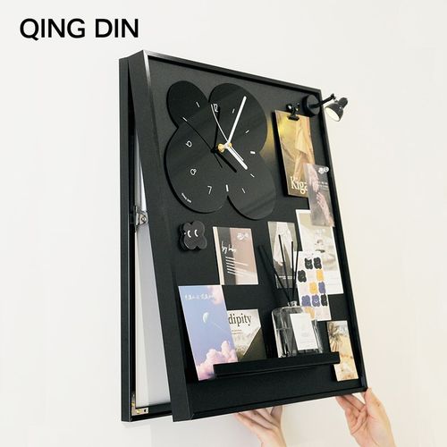 电表箱装饰画2024高级感带钟表新款竖版磁吸电箱遮挡奶油风免打孔