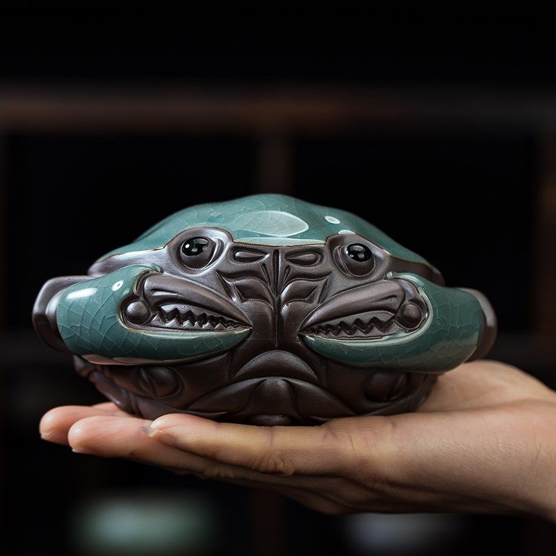 创意陶瓷小螃蟹茶宠精品摆件哥窑手工可养茶玩茶台茶桌装饰品镇纸