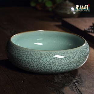 茶洗大号 龙泉青瓷手工杯洗笔洗 功夫茶具 茶道配件开片水洗花盆