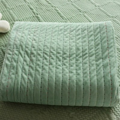 韩国短毛绒床盖棉两面用双面床盖一面绒一面棉单件绗缝被冬夏两用