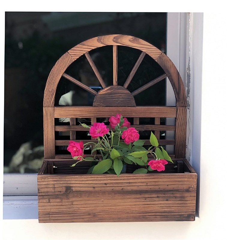 碳化防腐木墙上壁挂花盆架实木花篮墙壁装饰阳台绿植爬藤种植花箱,鲜花速递/花卉仿真/绿植园艺,花篮,淘宝优惠券,粉丝福利购,淘宝优惠卷
