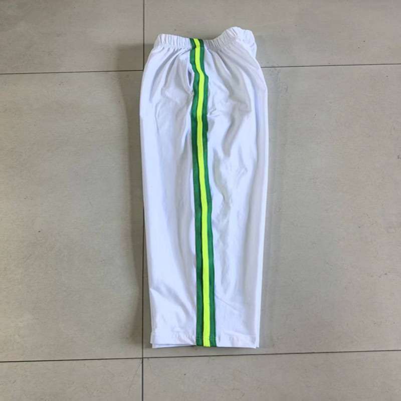 定做春秋新款白色运动裤深绿杠加荧光绿杠中学生宽松直筒校服长裤
