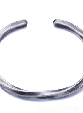 正品纯银手镯子男女99莫乌斯比古法白银手环情侣开口节刻字情人9