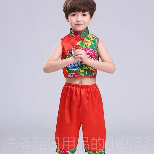 正品新款儿欢童小梦演出娃服开门红喜庆打鼓服元旦盛世蹈腾红灯笼