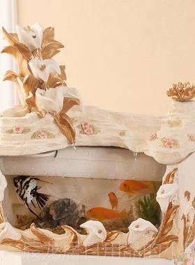 正品欧式型件流水鱼缸客厅招电视柜旁财摆北欧喷泉景观创意小家居