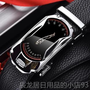 正品腰保罗正豹品皮带男真皮高档自头动扣带层纯牛皮休闲裤带头轻