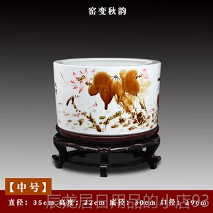 正品景德镇花陶瓷养金鱼阳缸乌龟盆家用客厅装饰桌摆件台荷睡莲小