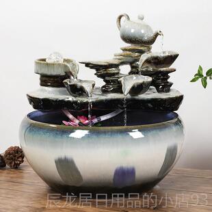 正品景德镇瓷缸鱼缸大号乌龟养鱼盆家陶流水用喷泉小金鱼客厅加湿