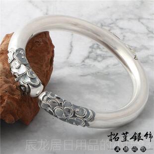 正品手花工打制银镯祥云棒孙悟空如意金箍银镯齐天手大圣999雪银