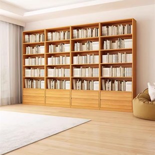 可比熊ENF定做书柜一体整墙到顶柜子客厅家用带玻璃门30CM展示架