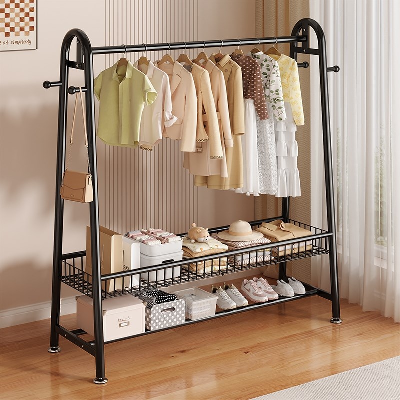 晾衣架落地宿舍家用晒衣架阳台卧室挂衣架子简易室内衣帽架加粗