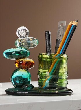 时来运转笔筒摆件客厅玄关酒柜装饰品办公室桌乔迁新居送朋友礼品