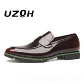 真乐福鞋 商务休闲鞋 亮面潮流秋新款 高档男士 季 皮英伦一脚皮蹬懒人