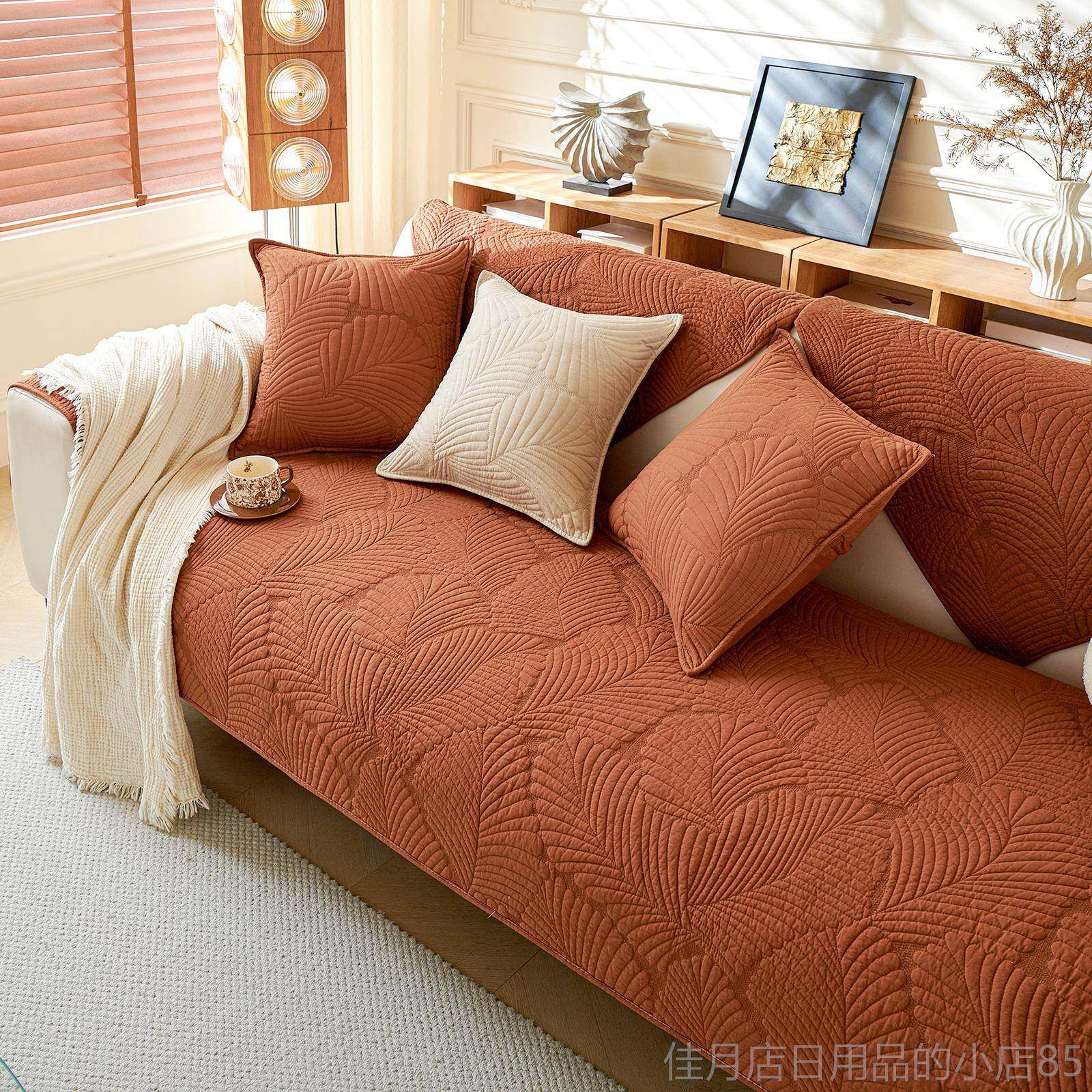 高档发垫四季通用纯简约防滑4202新款坐垫子全棉沙发套罩巾沙盖棉
