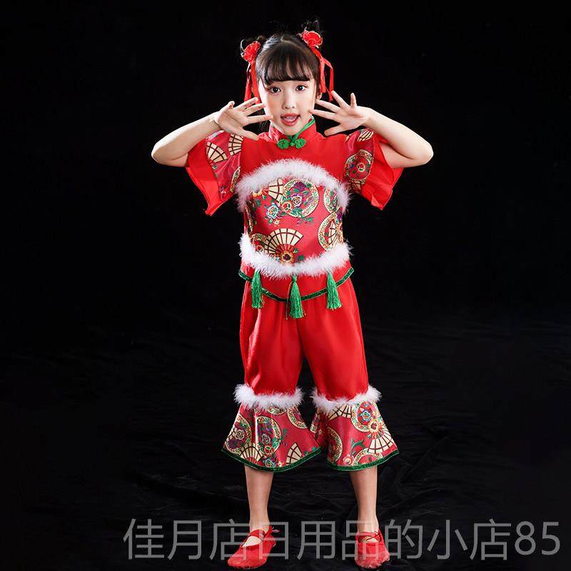 高档六一款儿童秧歌舞蹈演出服男红色喜庆灯新笼打扇鼓服开 门女,童装/婴儿装/亲子装,儿童演出服,淘宝优惠券,粉丝福利购,淘宝优惠卷