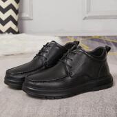 男加绒保暖棉鞋 2023新套脚皮鞋 男真款 高档冬季 皮休羊鞋 毛一体商务