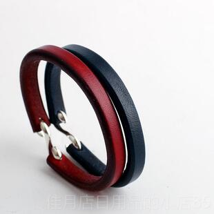 高档一休高桥吾郎进口日本枥木鞍革藏青枣红色手92纯银皮钩环手5