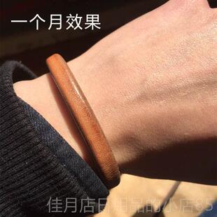 高档鞣一休高桥吾郎进口日本枥木鞍革植 革925纯银皮手钩环手镯