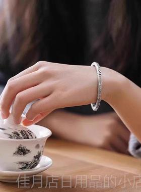 高档罗泰老银匠999纯银森复古手男女款情镯侣系民族士风礼物足银
