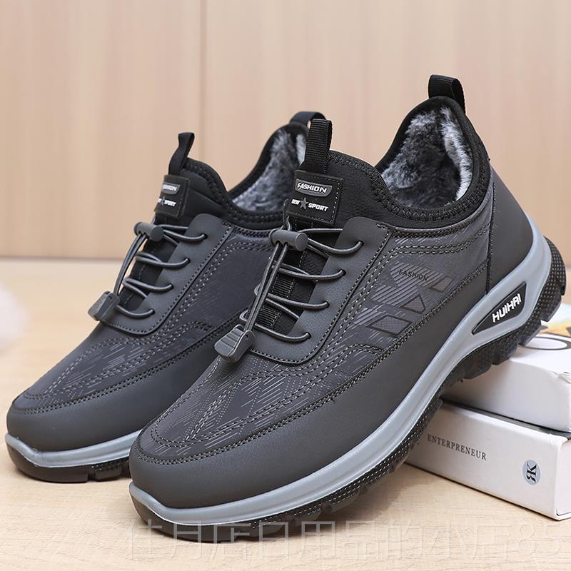 高档老北京布鞋男用棉鞋秋冬丝绒保暖防水防滑中老年爸爸鞋运动步