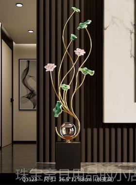 高档新中式玄关级装饰摆高小众客厅电视饰柜展示酒柜感装饰品荷花