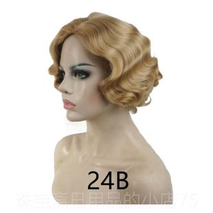 高档发女覆古旗袍头饰水纹门罗欧美假上海滩港风格香实金色中华民