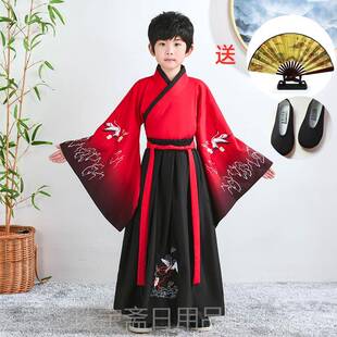 高档儿童汉服小男春古孩装中国出风超仙男童少爷服国学服表演服装