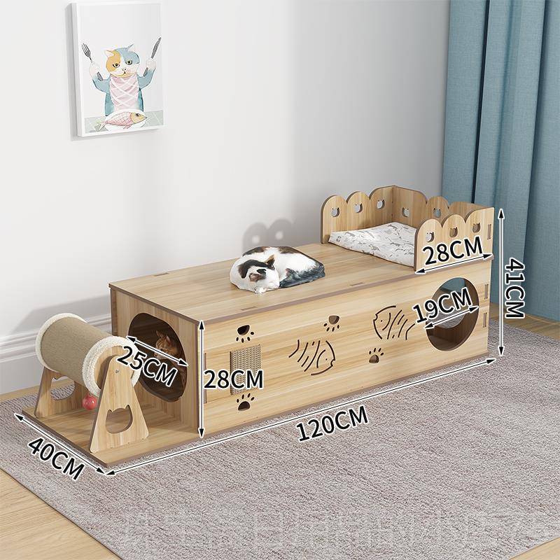 高档猫木窝四季通用坐实猫隧可道猫抓板猫玩具筒龙猫猫抓猫爬架可