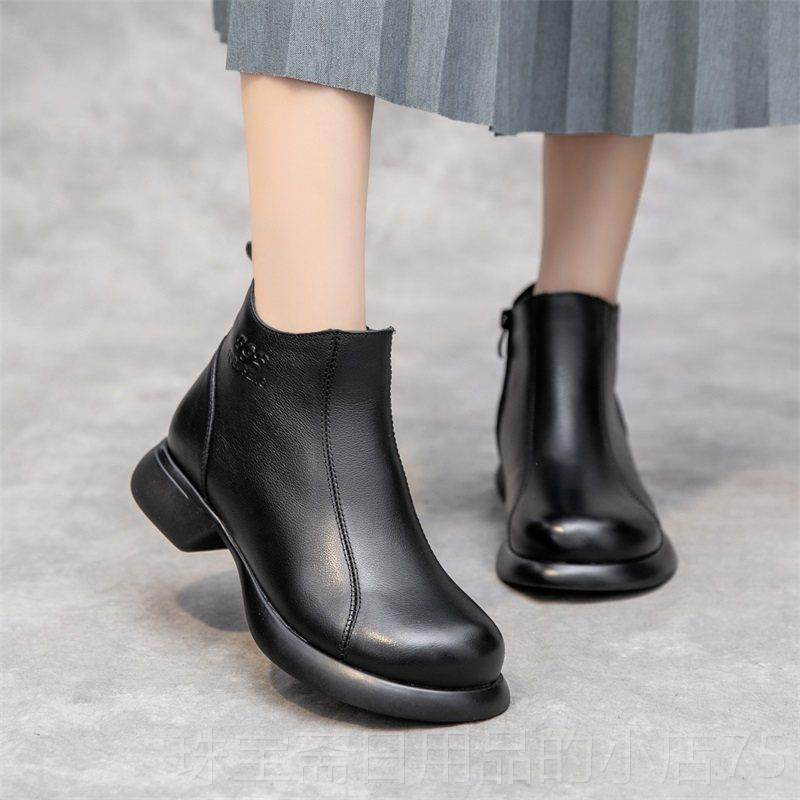 高档宽头妈妈鞋棉鞋冬新款短真皮靴棉靴中年妇女软底中老年加绒秋,女鞋,马丁靴,淘宝优惠券,粉丝福利购,淘宝优惠卷